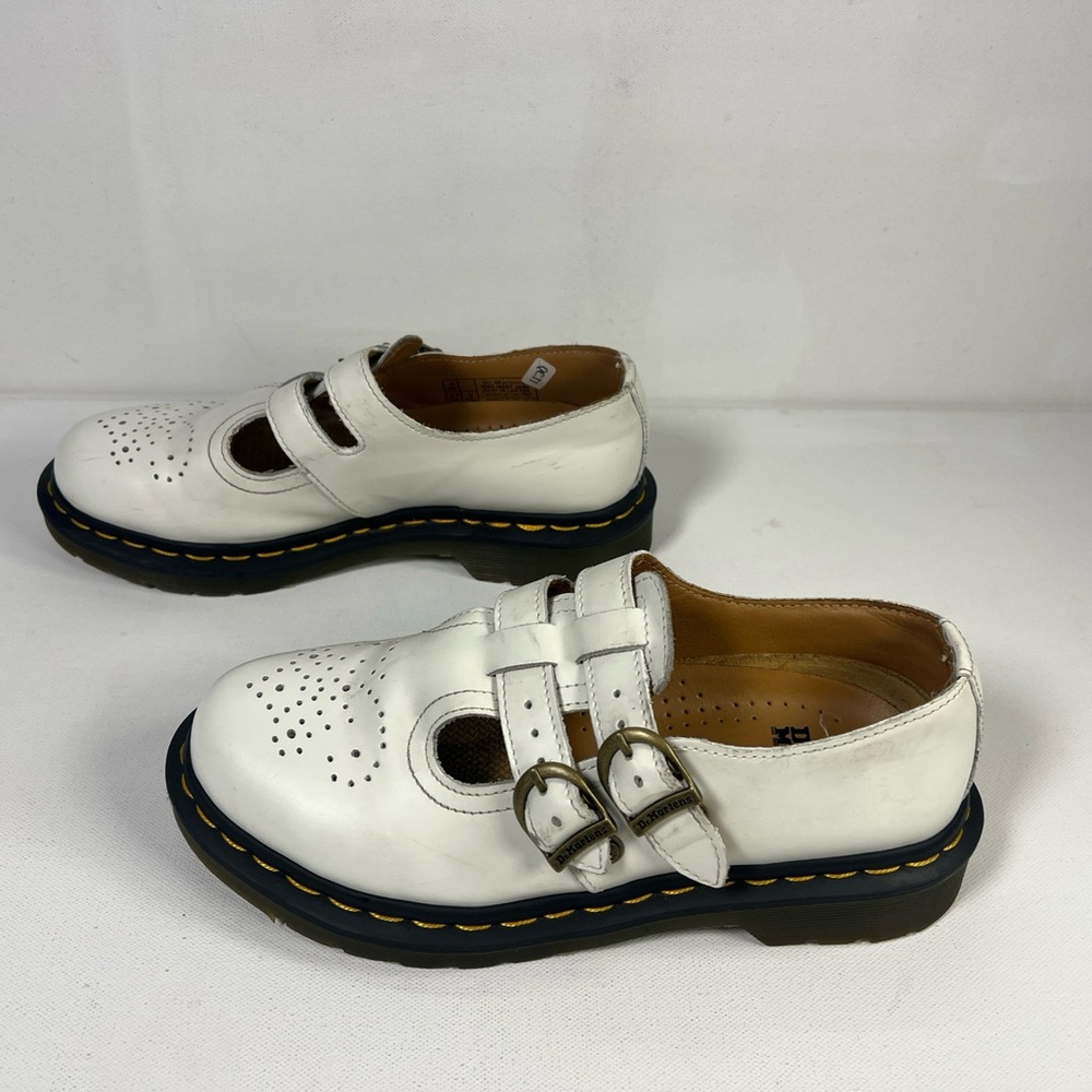 SOLD Dr. Martens Mary Jane 8065 Shoes Leather Buckle Flats Perforated White Wome